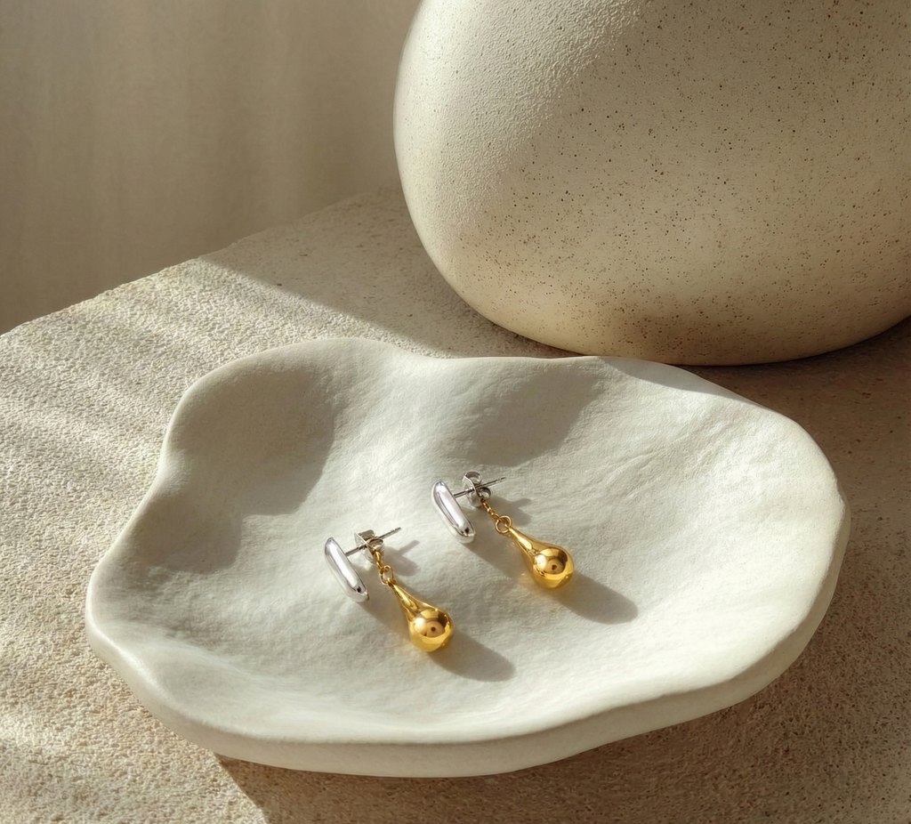 DuoTone Waterdrop Earrings