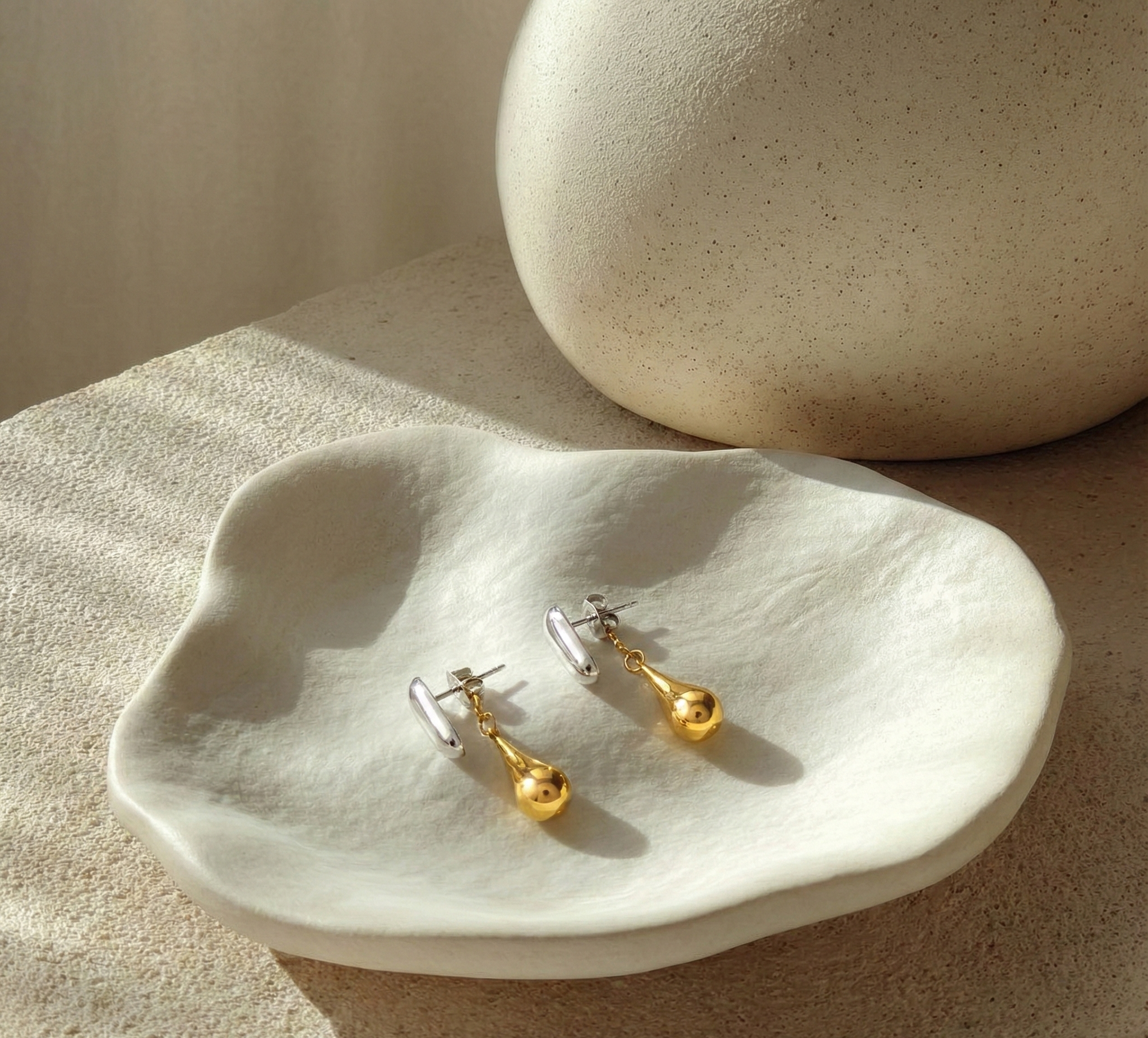 DuoTone Waterdrop Earrings