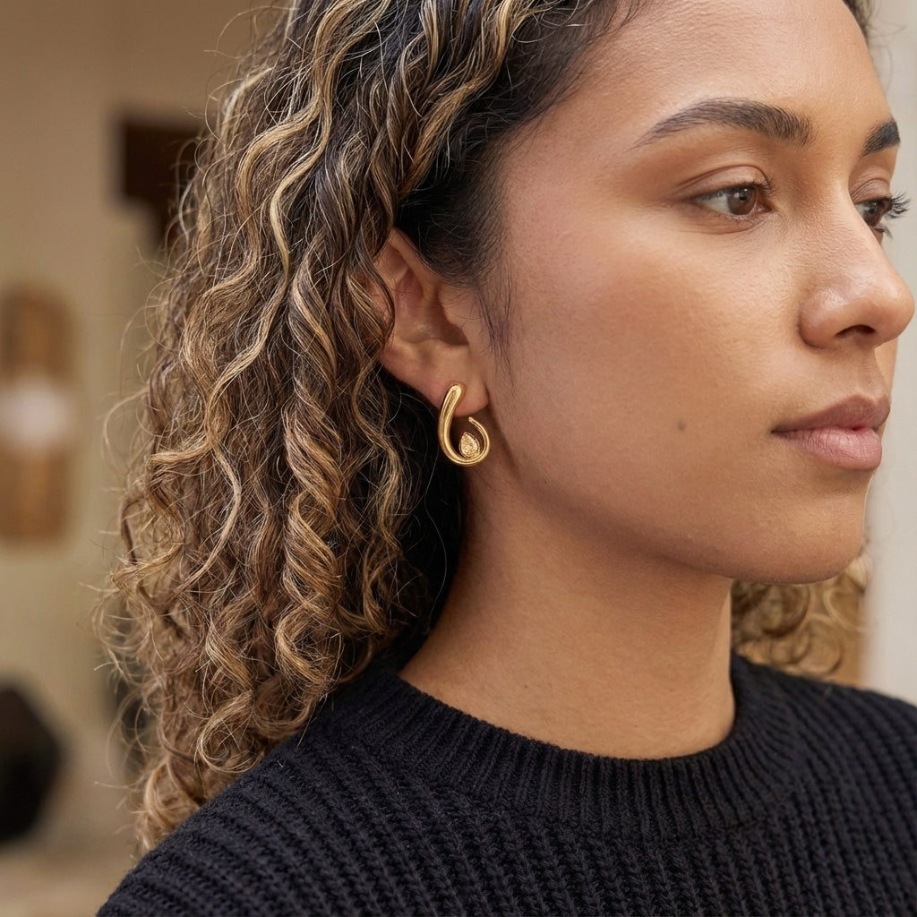 Amina Spiral Waterdrop Earrings