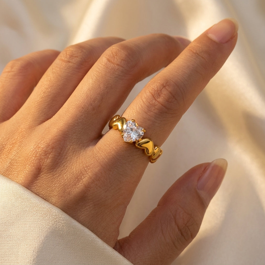 Heartbeat Solitaire Ring