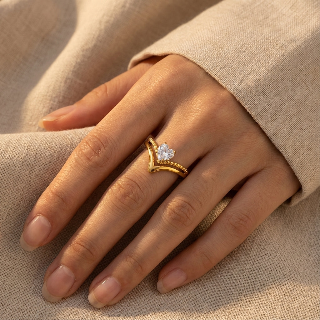 Heartline V-Cut Ring