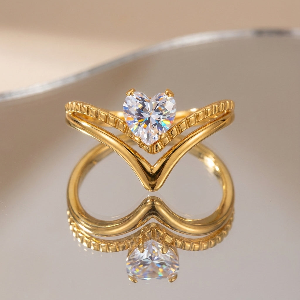 Heartline V-Cut Ring