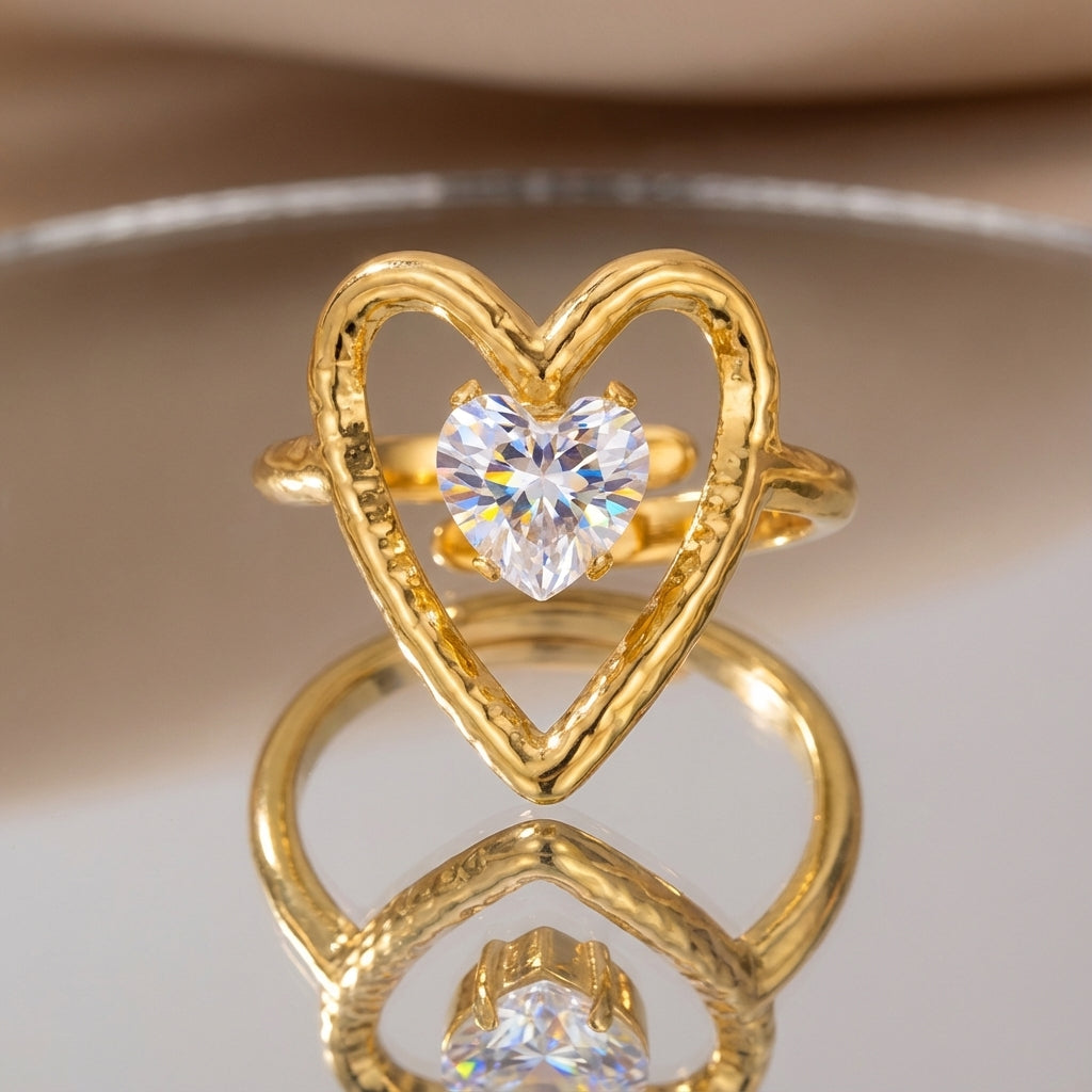 Open Heart Halo Ring