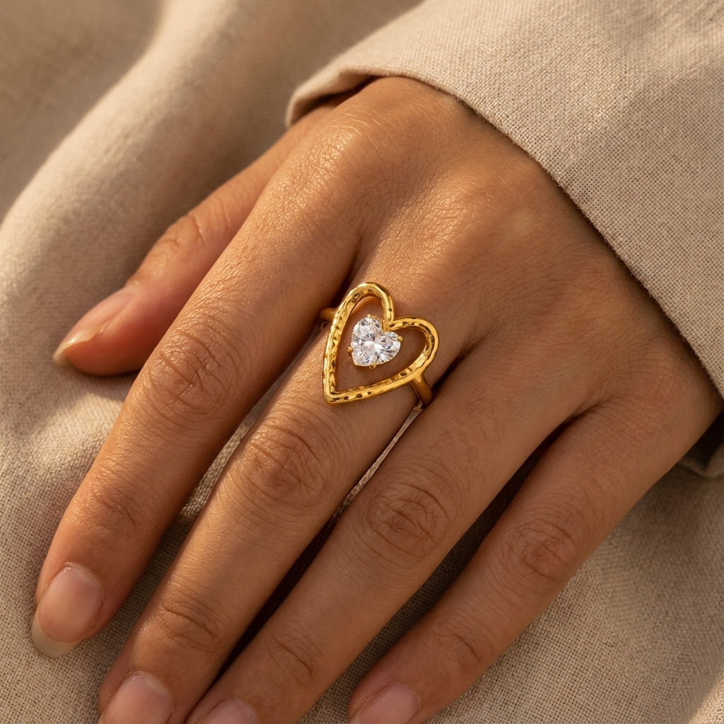 Open Heart Halo Ring