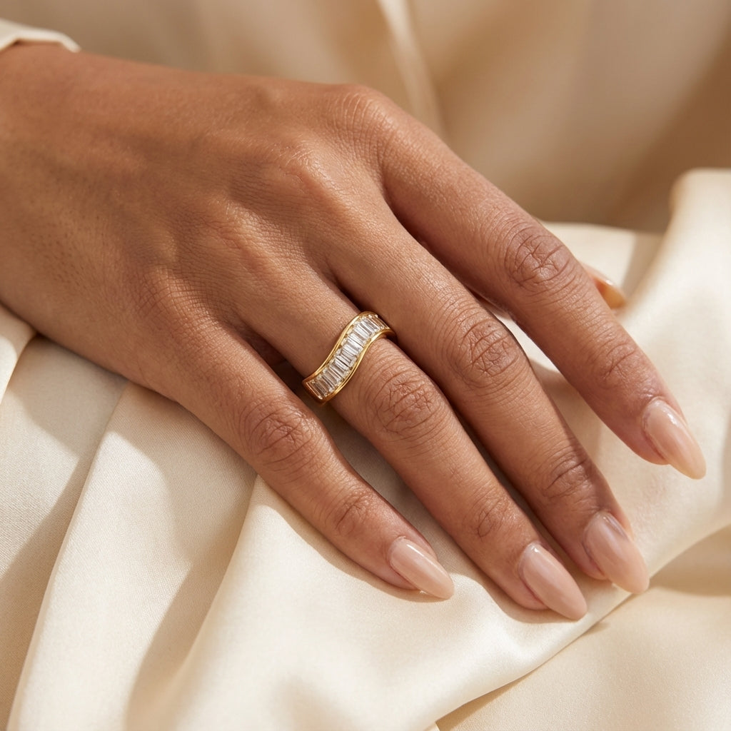 Wavy Baguette Band Ring