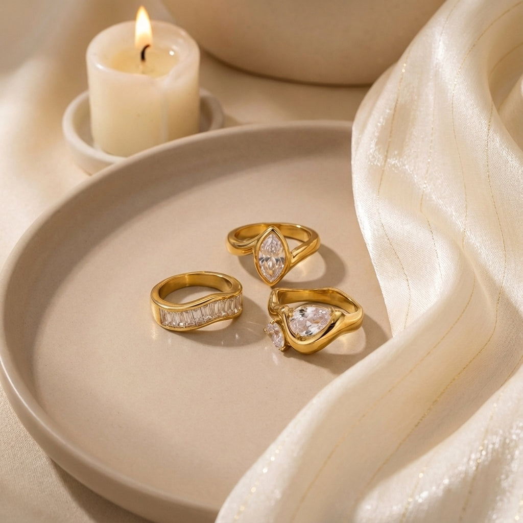 Double-Pear Arc Ring