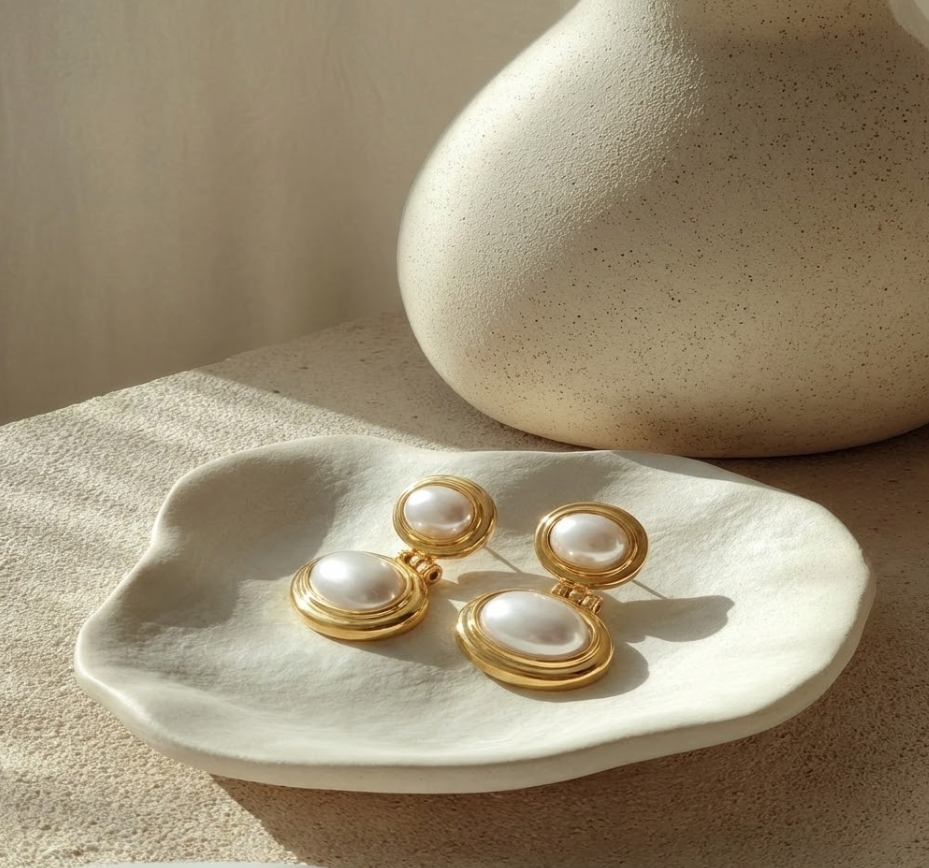 Lumia Double Oval Pearl Earrings